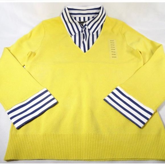 Cable & Gauge Yellow Collared Sweater Size S - Picture 11 of 11